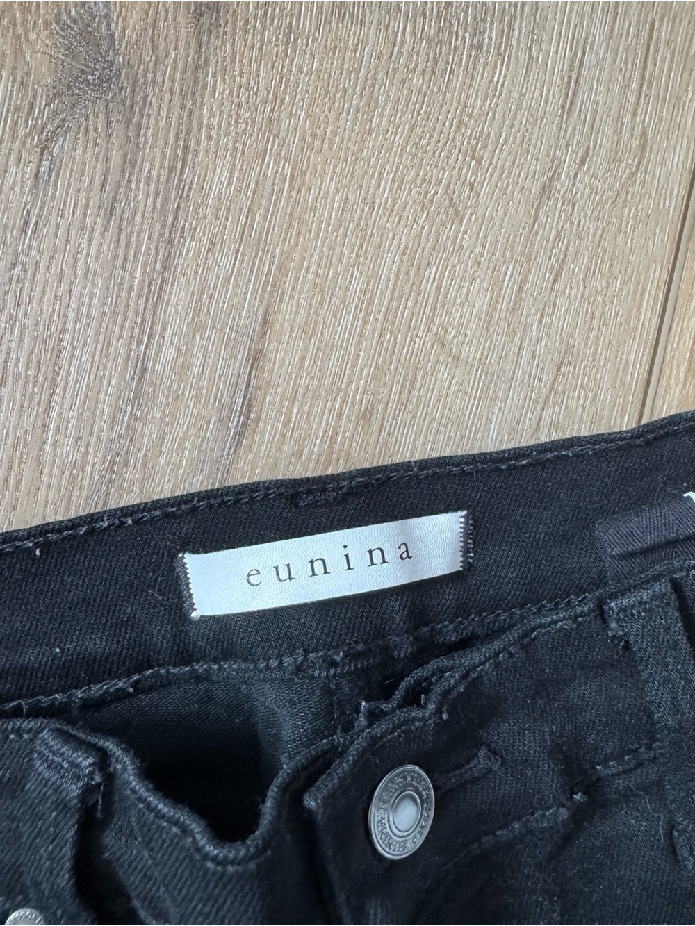 Eunina Rocky High Rise Boyfriend Black Jeans Juniors 11 Distressed Denim - Picture 6 of 8